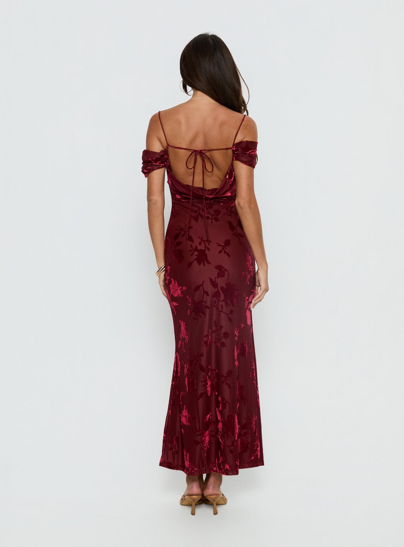 Green Gables Burnout Maxi Dress Burgundy - Image 5