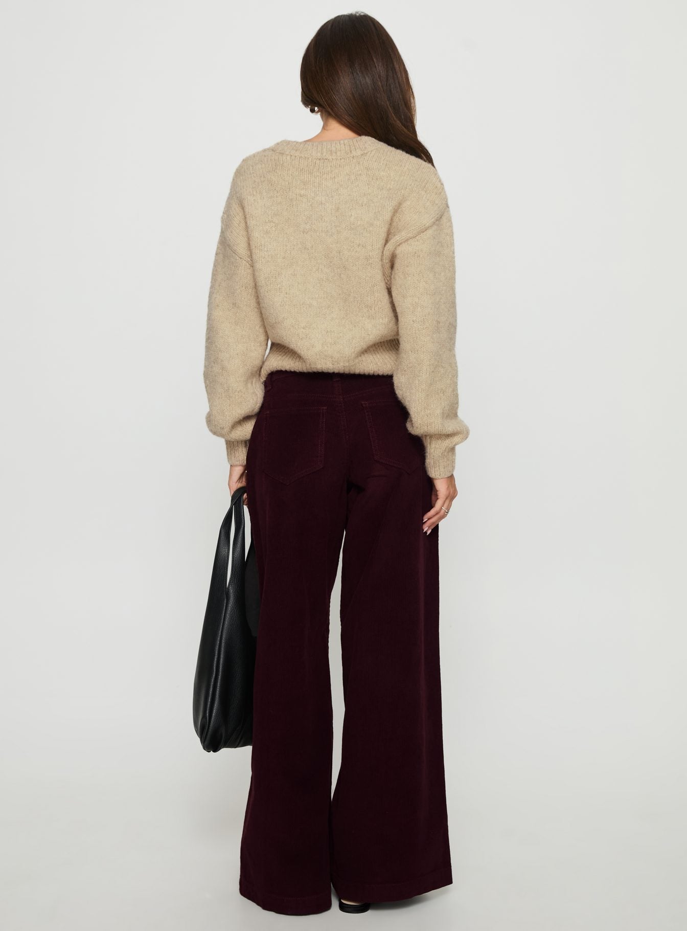 Jacynda Low Waist Wide Leg Corduroy Jeans Currant - Image 5