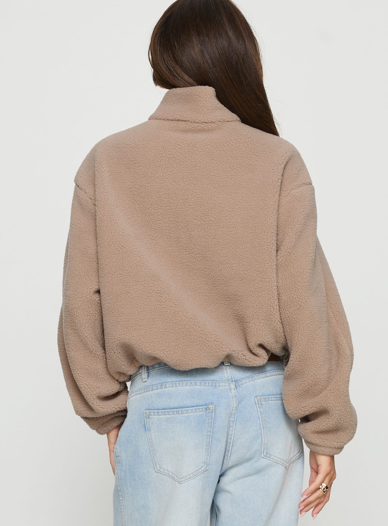 Icy Days Fleece Quarter Zip Jumper Light Brown - Image 4