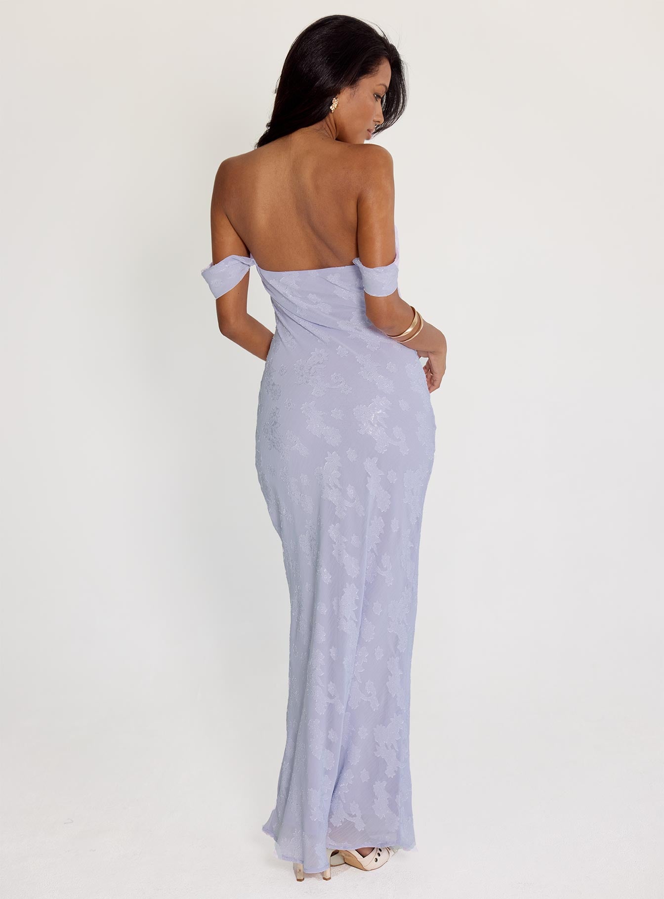 Azura Off The Shoulder Maxi Dress Lilac - Image 4