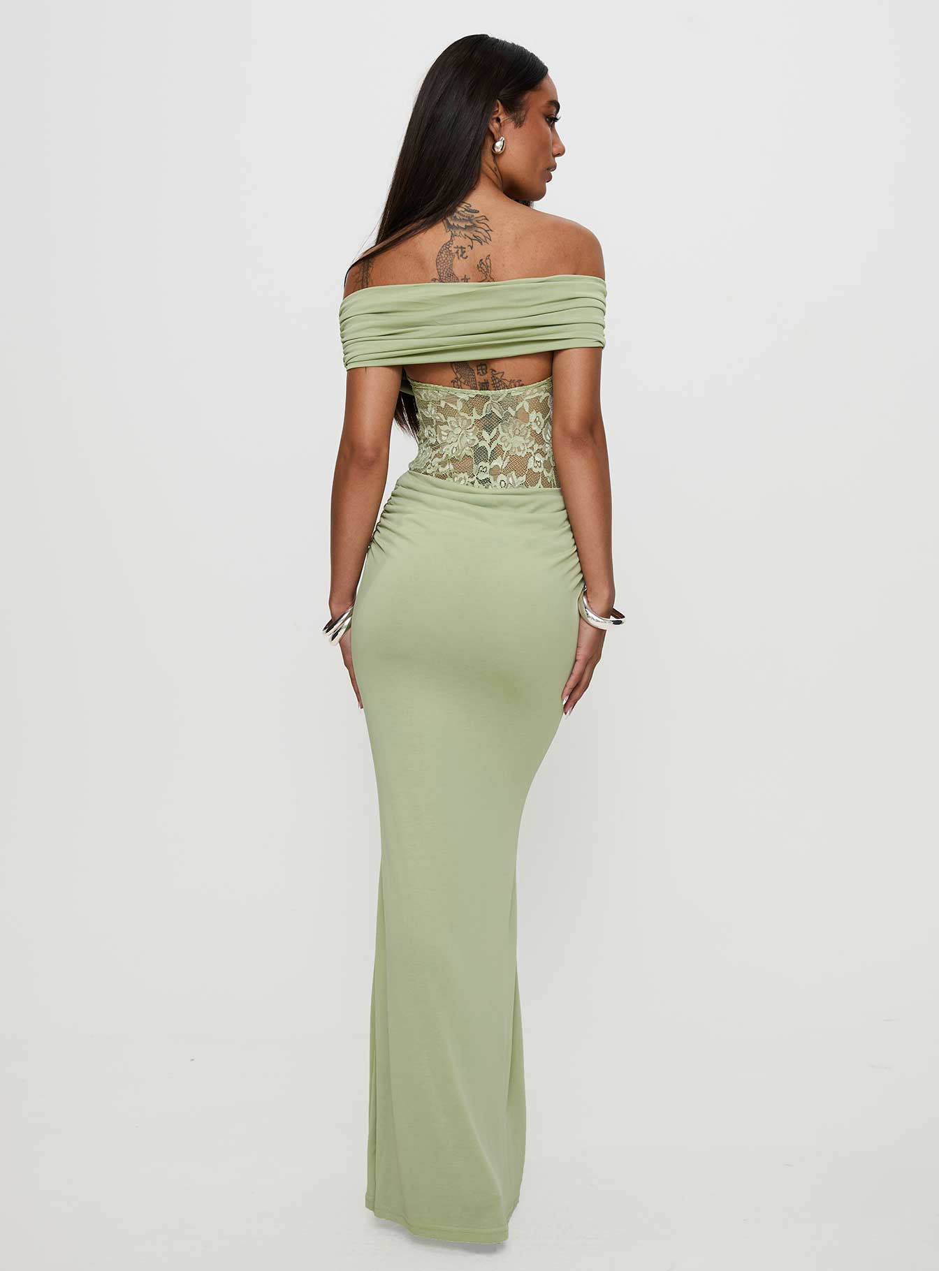 Gwendolen Off The Shoulder Maxi Dress Green - Image 5
