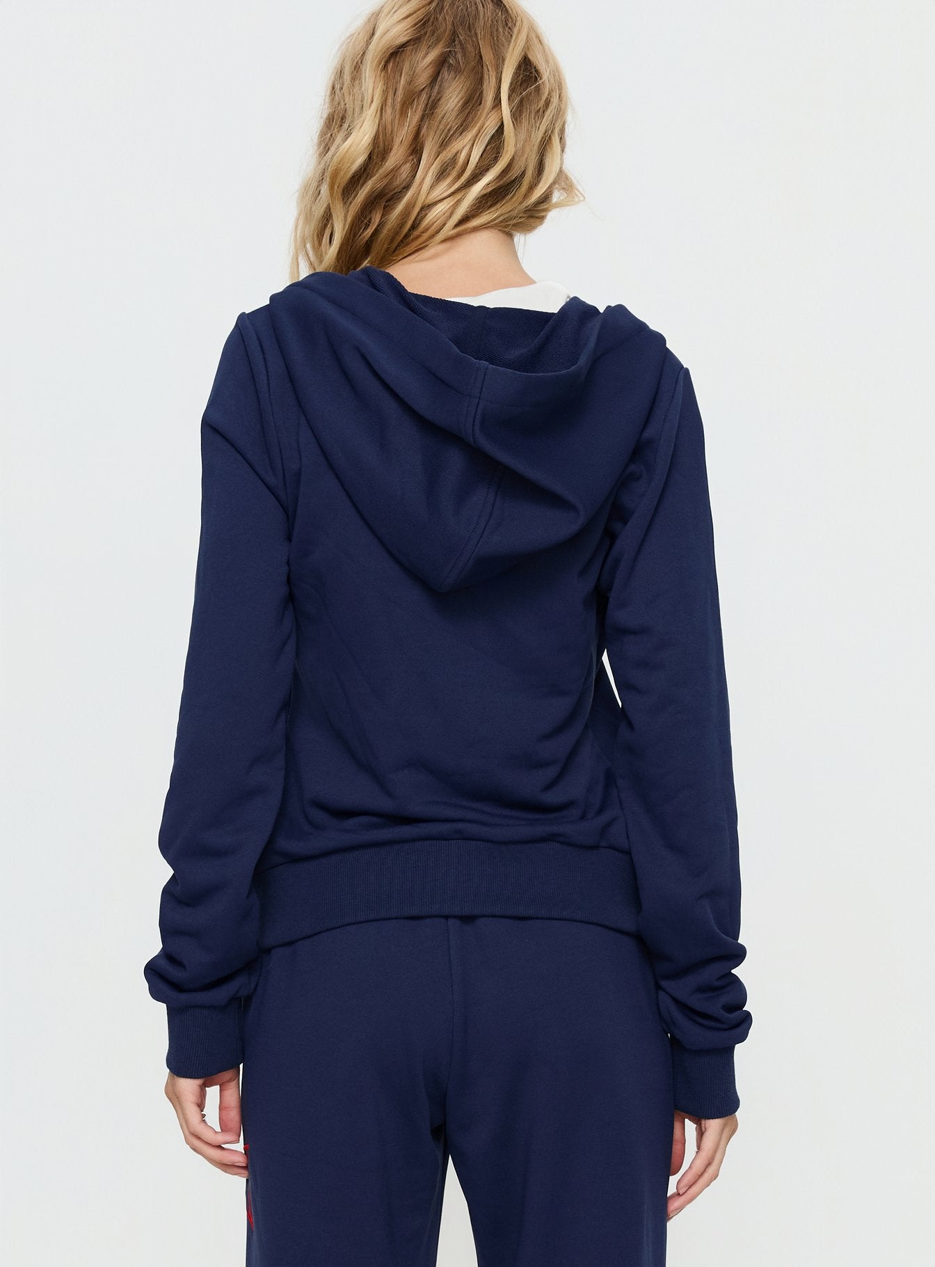 Kari Distressed Zip Through Top Navy Multi - Image 5