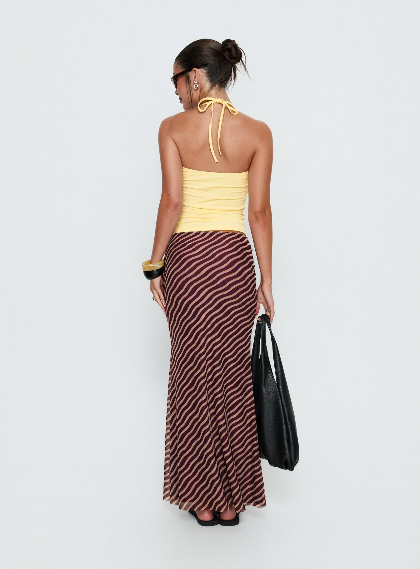 Caviar Tie Maxi Skirt Brown Stripe - Image 5