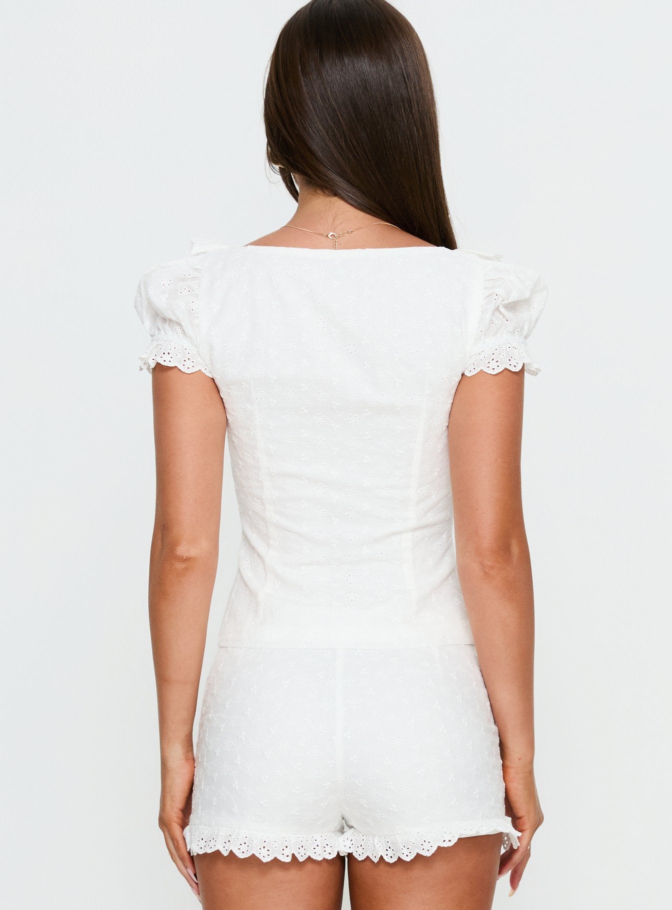 Caily Frill Short Sleeve Top White - Image 5