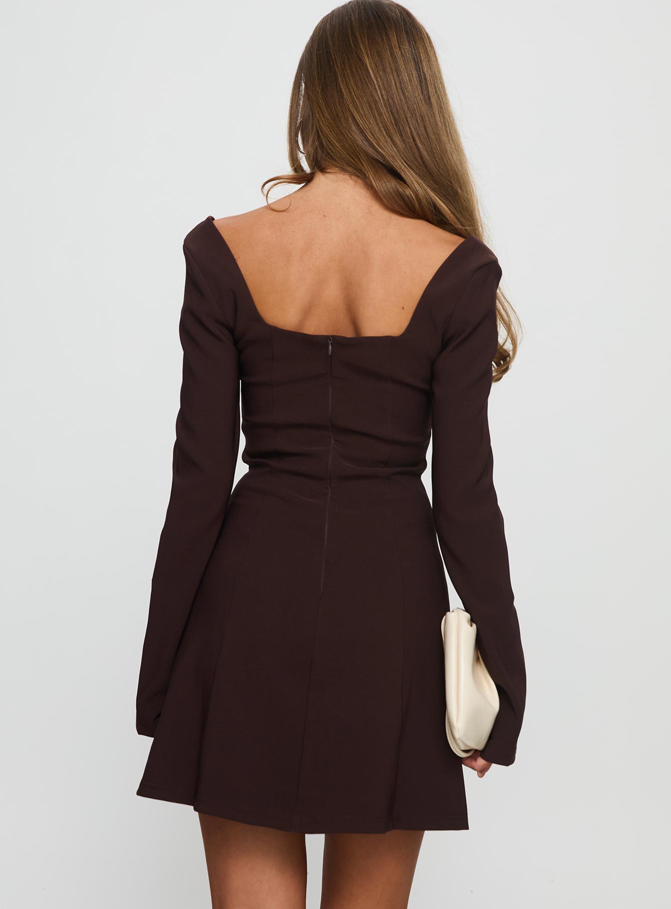 Avonlea Long Sleeve Mini Dress Brown - Image 4
