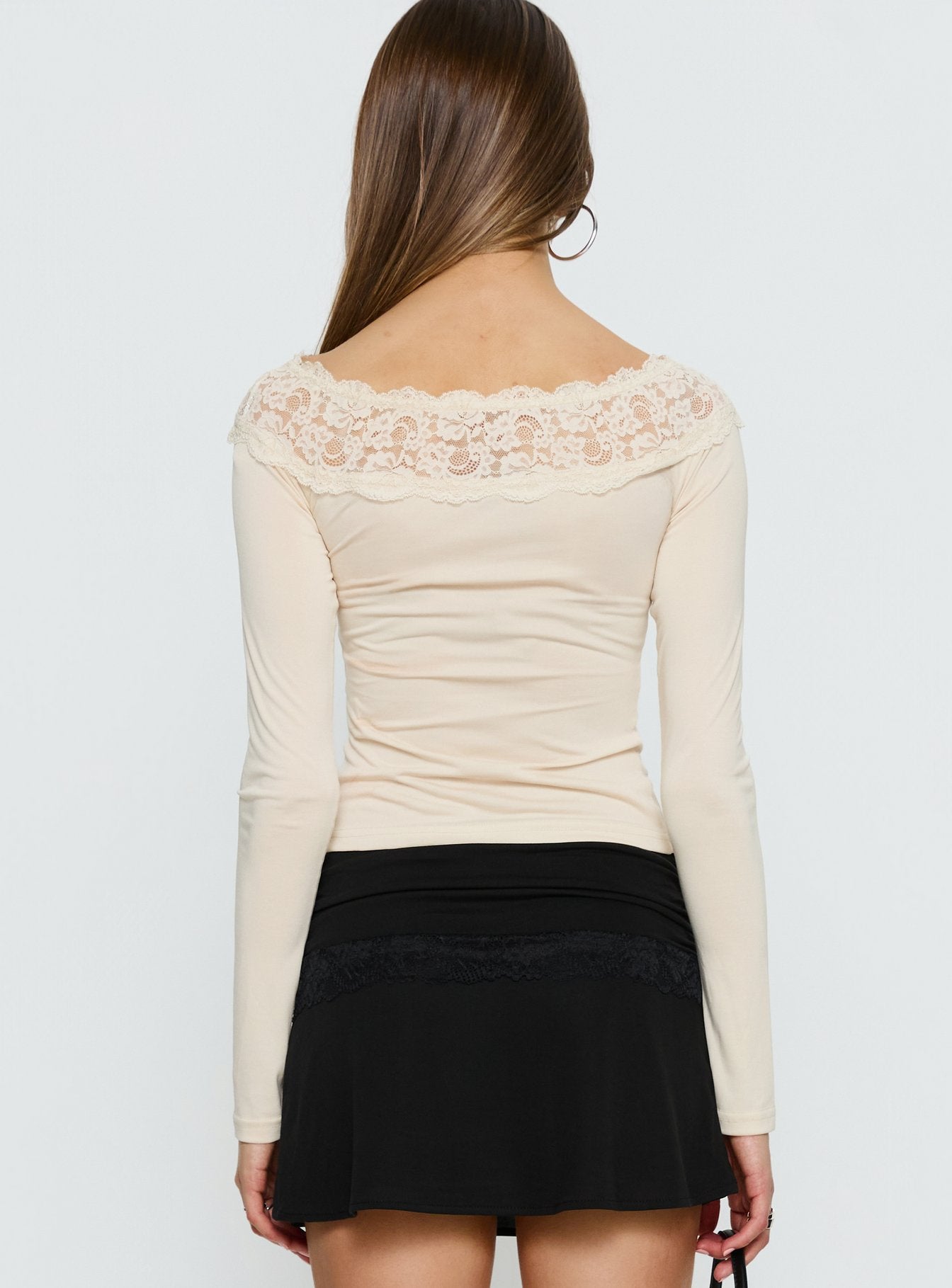 Breiann Lace Off Shoulder Long Sleeve Top Butter - Image 5