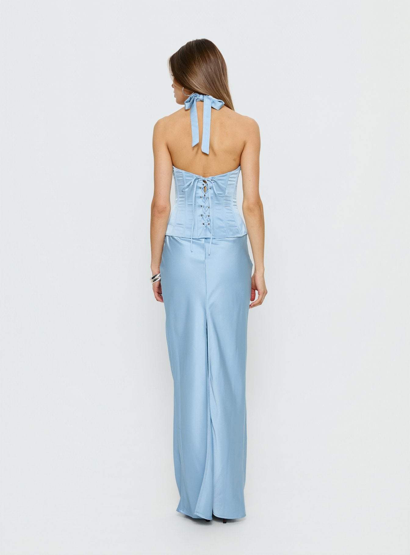 In A Trance Halter Corset Maxi Dress Blue - Image 5