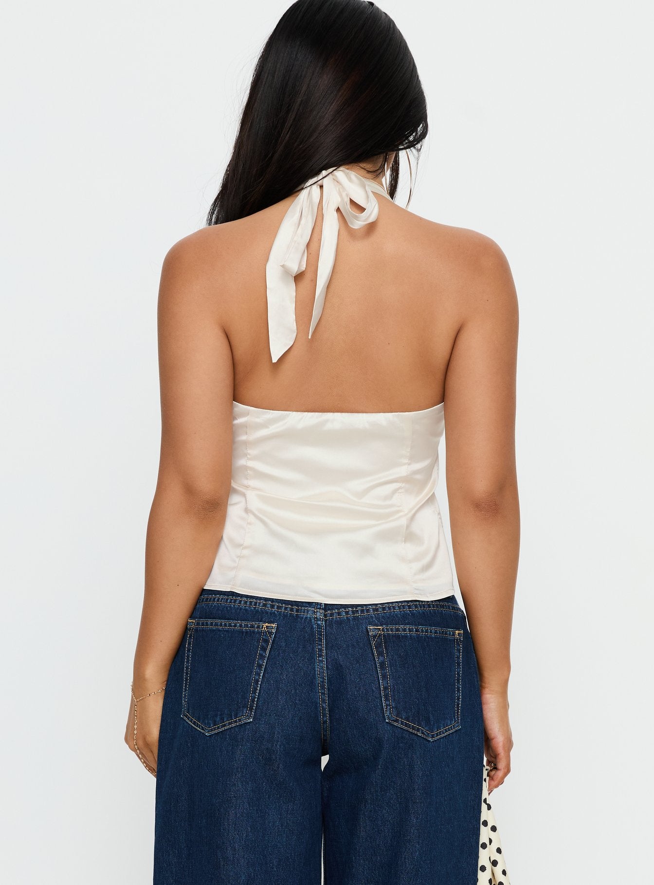 Isolda Satin Halter Top Cream - Image 5