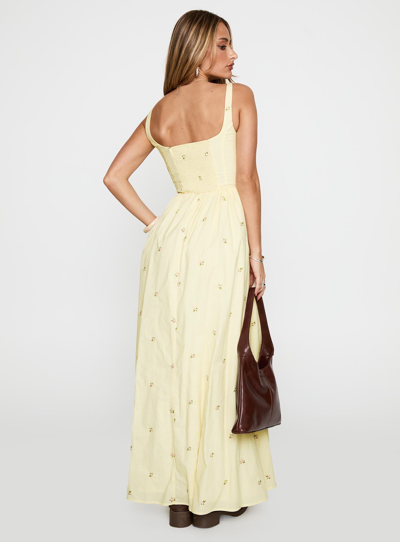 Cartmel Embroidered Maxi Dress Cream - Image 5