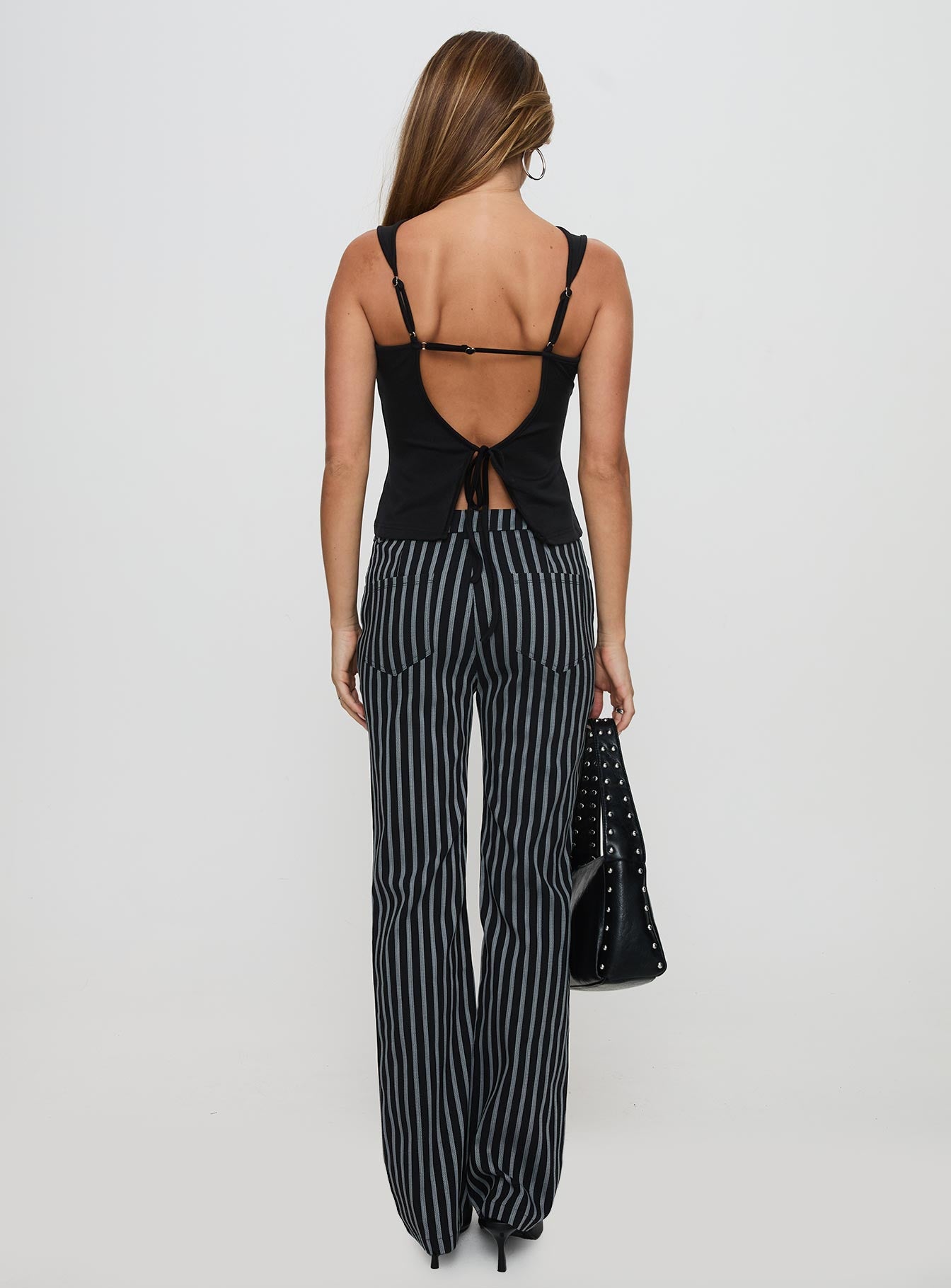 Allude Low Waist Pinstripe Pant Black - Image 5