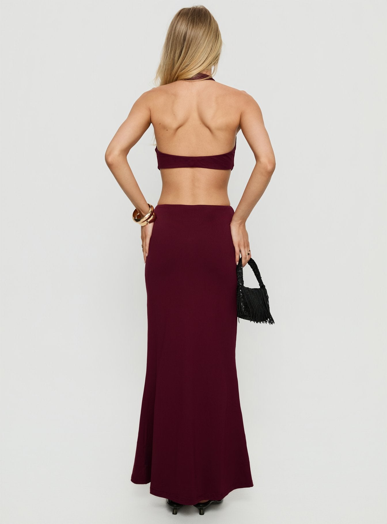 Idella Halter Cut Out Maxi Dress Plum - Image 5