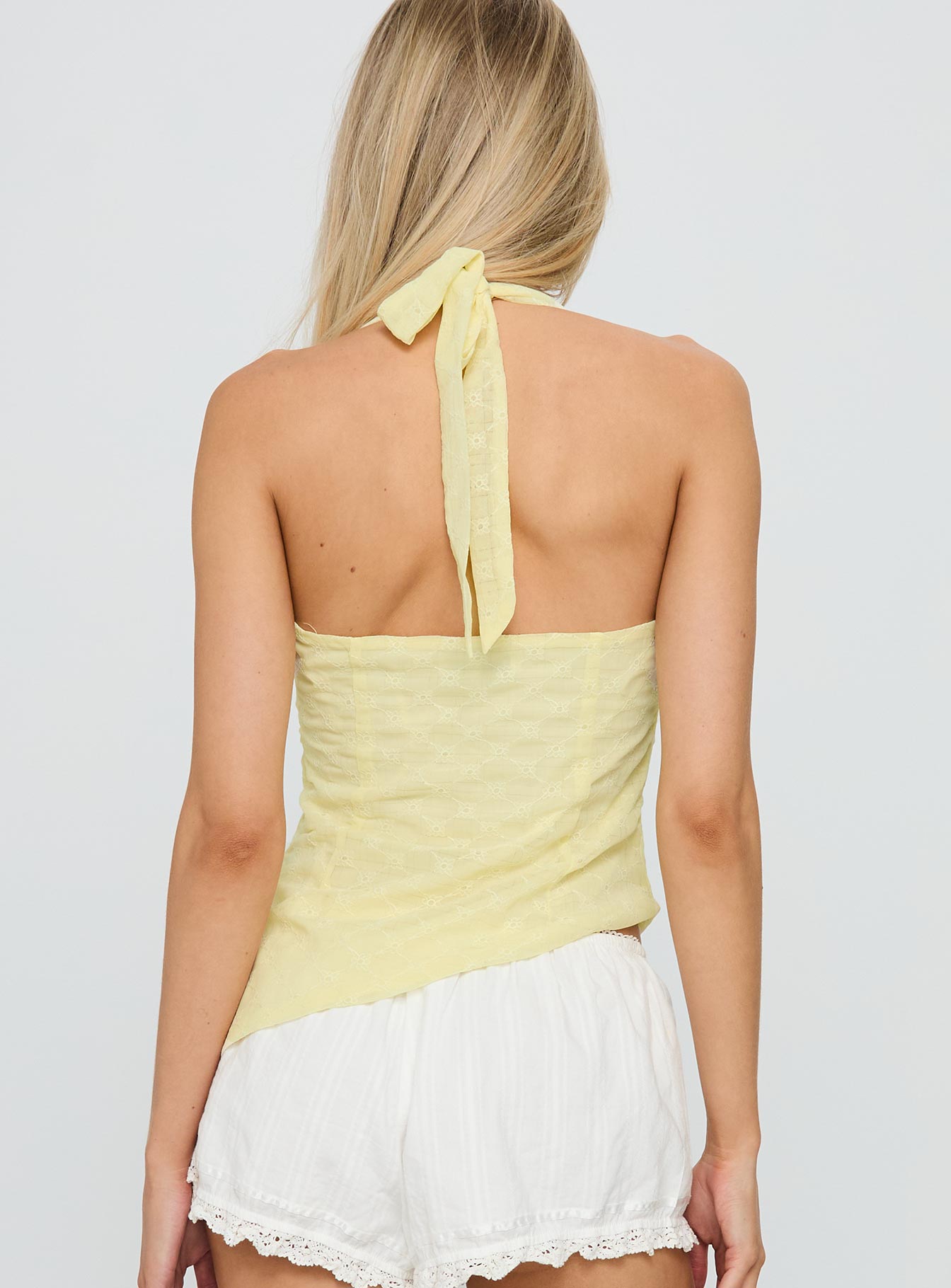 Isabellah Cross Front Halter Top Yellow - Image 5