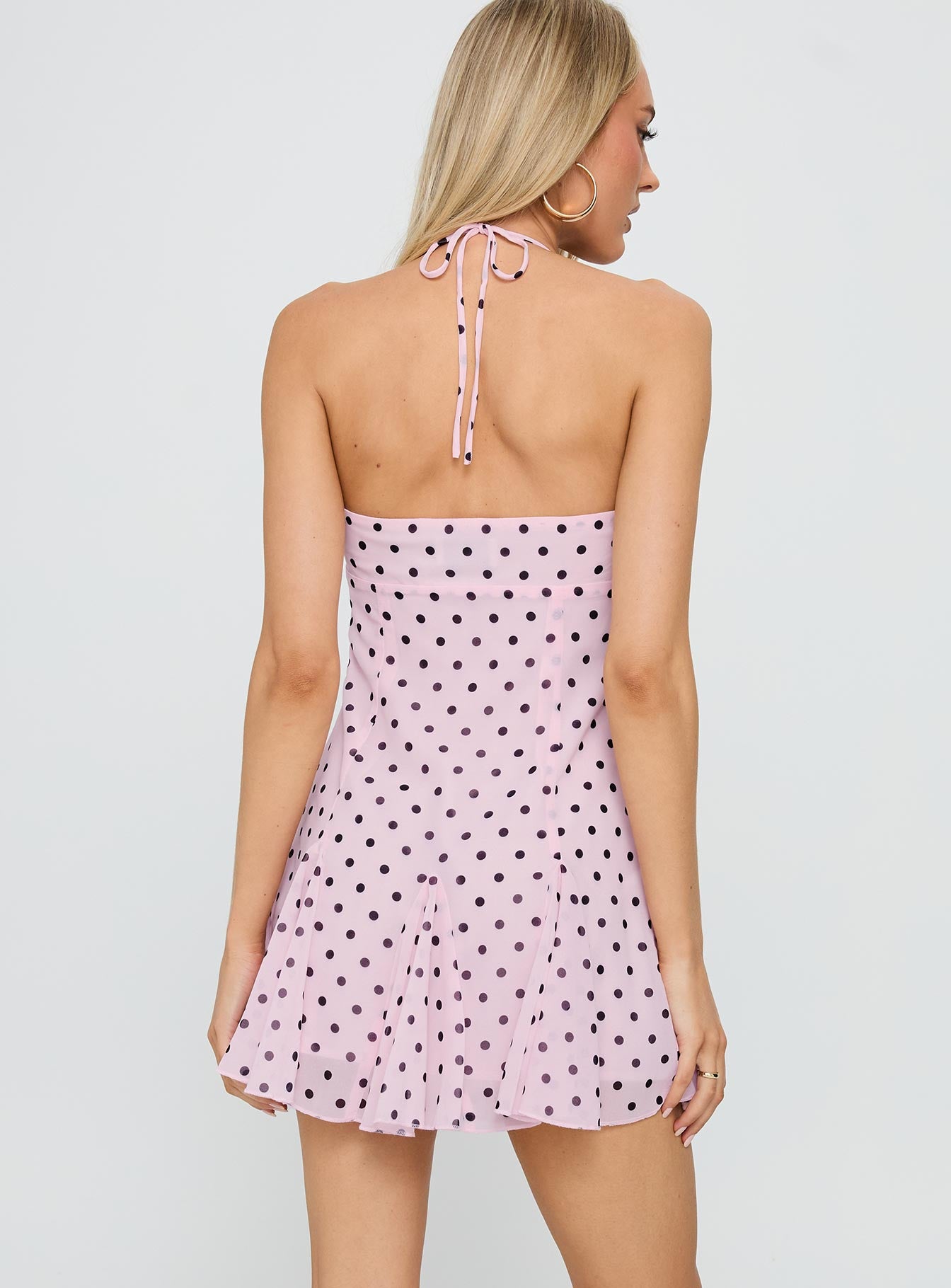 Delamere Mini Dress Pink / Black Polka Dot - Image 5