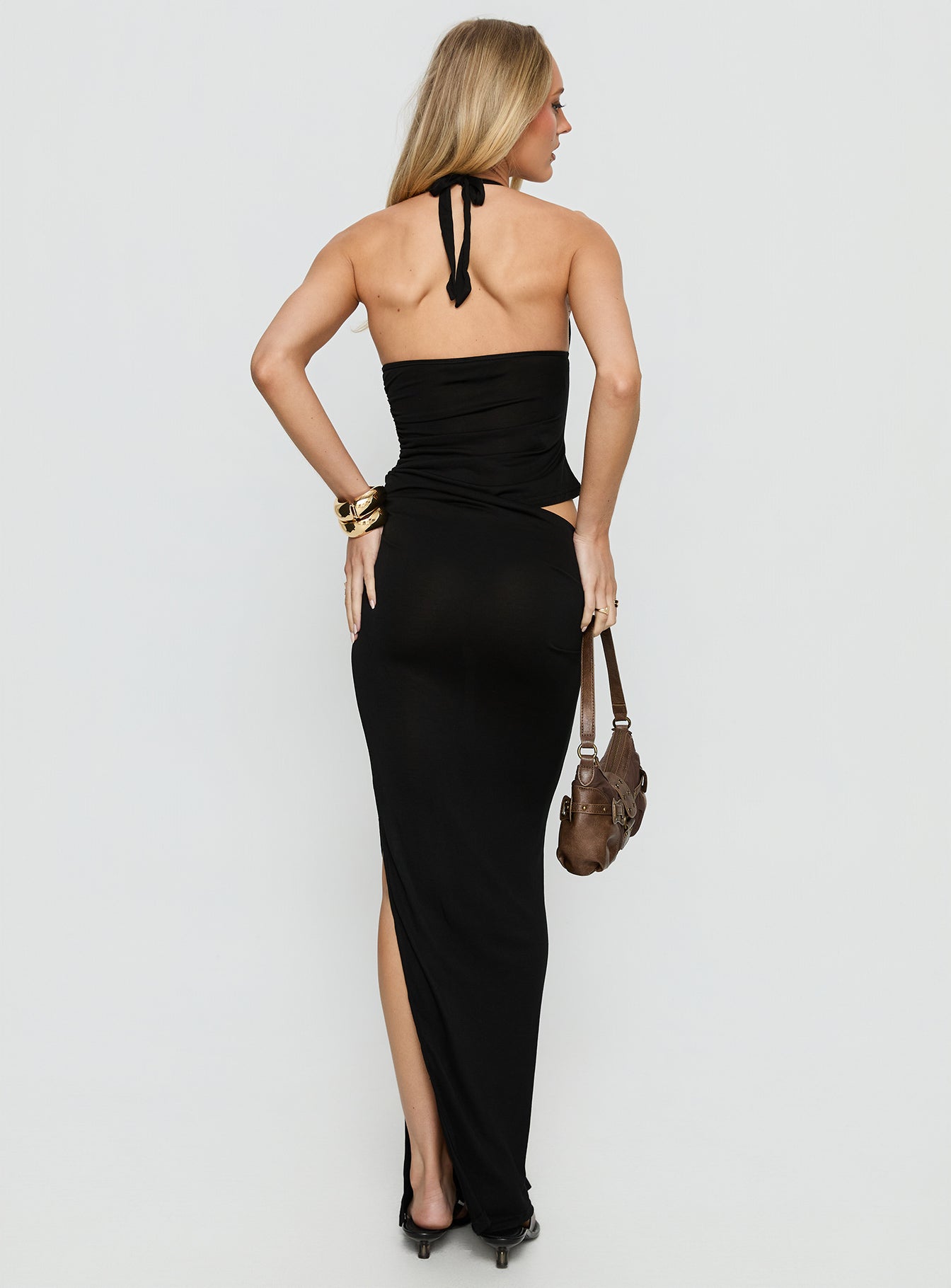 Imeraldia Hardware Halter Maxi Dress Black - Image 5