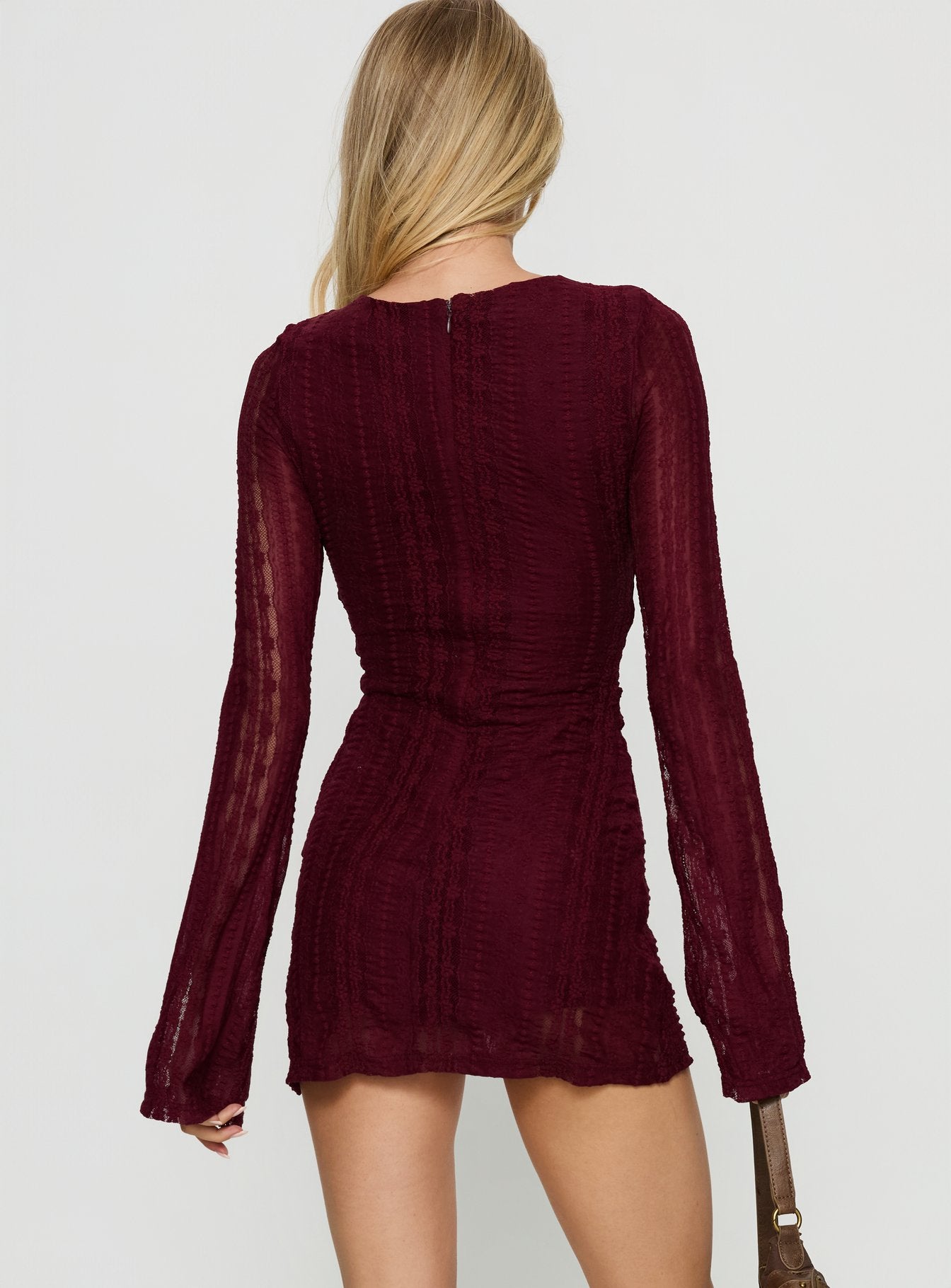 Delandra Long Sleeve Textured Playsuit Red - Image 4
