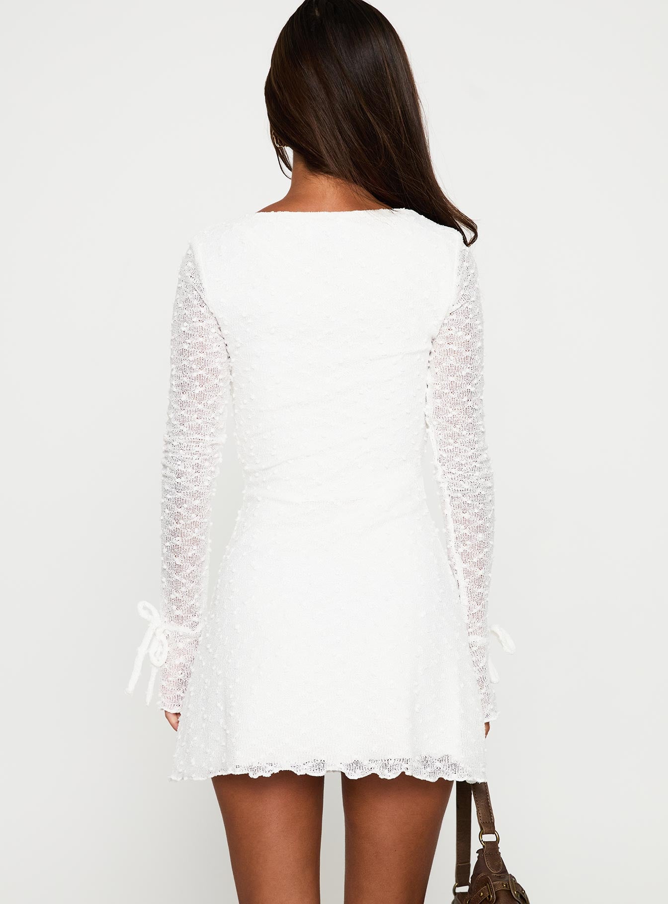 Dalzine Long Sleeve Mini Dress White - Image 5