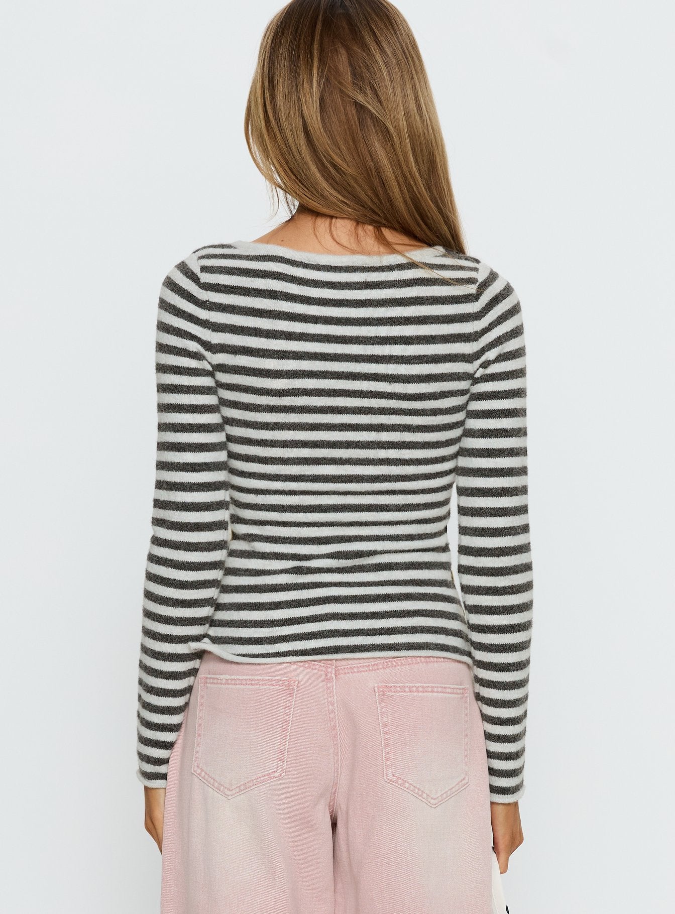 Annalyse Long Sleeve Button Detail Top Stripe - Image 5