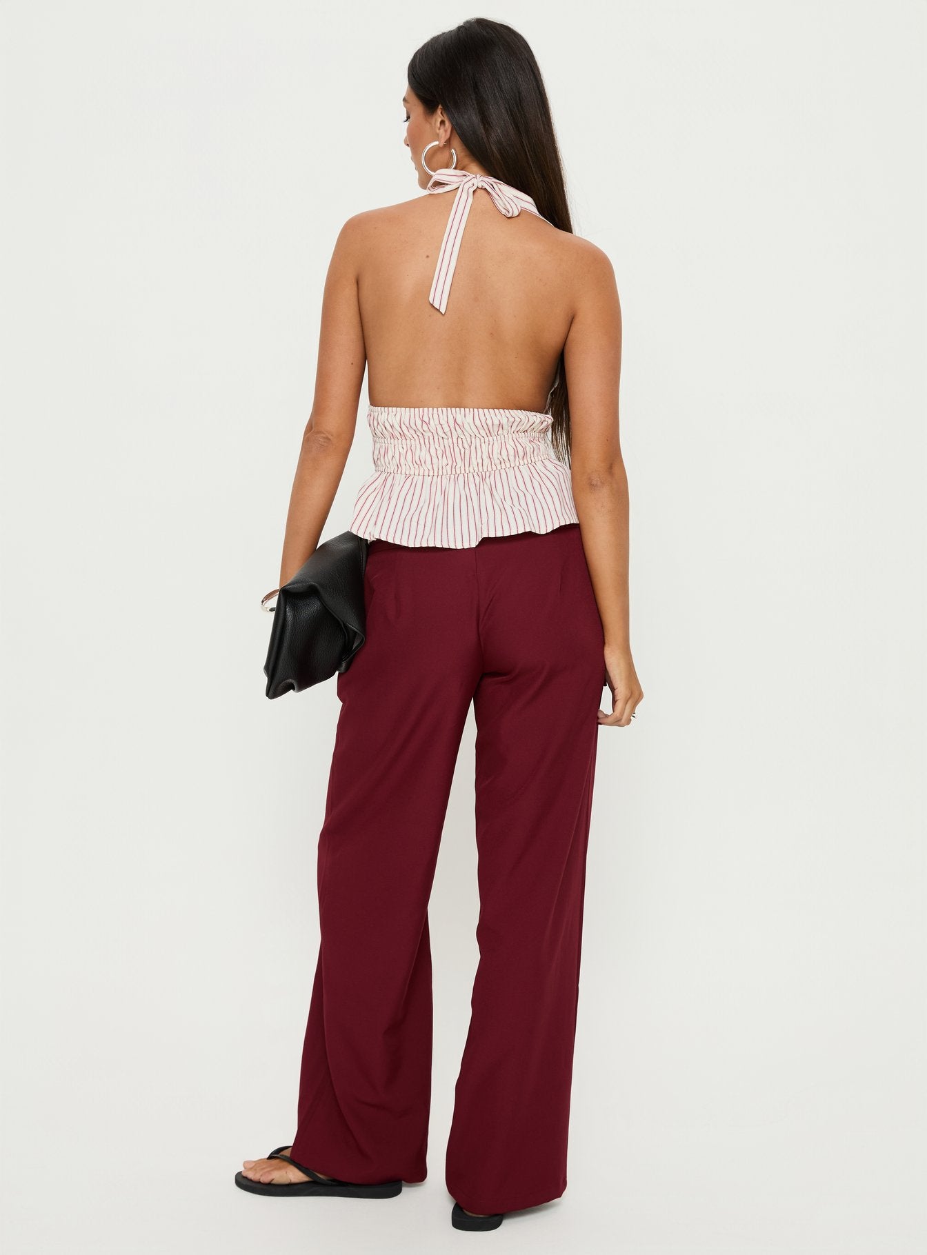 Good Riddance Pleat Tie Slouch Pants Burgundy - Image 4