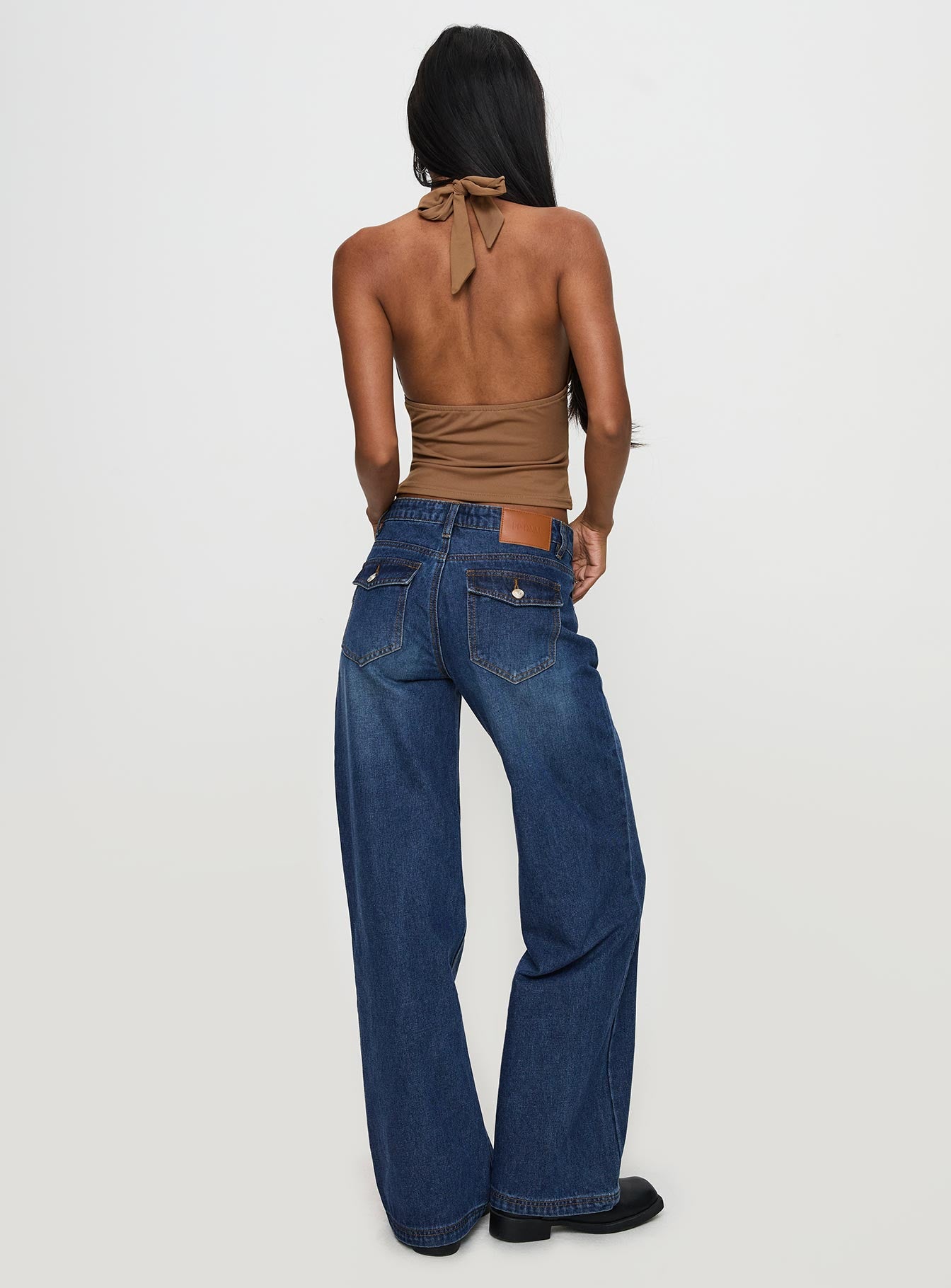 Everlong Mid Rise Wide Leg Jeans Dark Blue Wash - Image 5