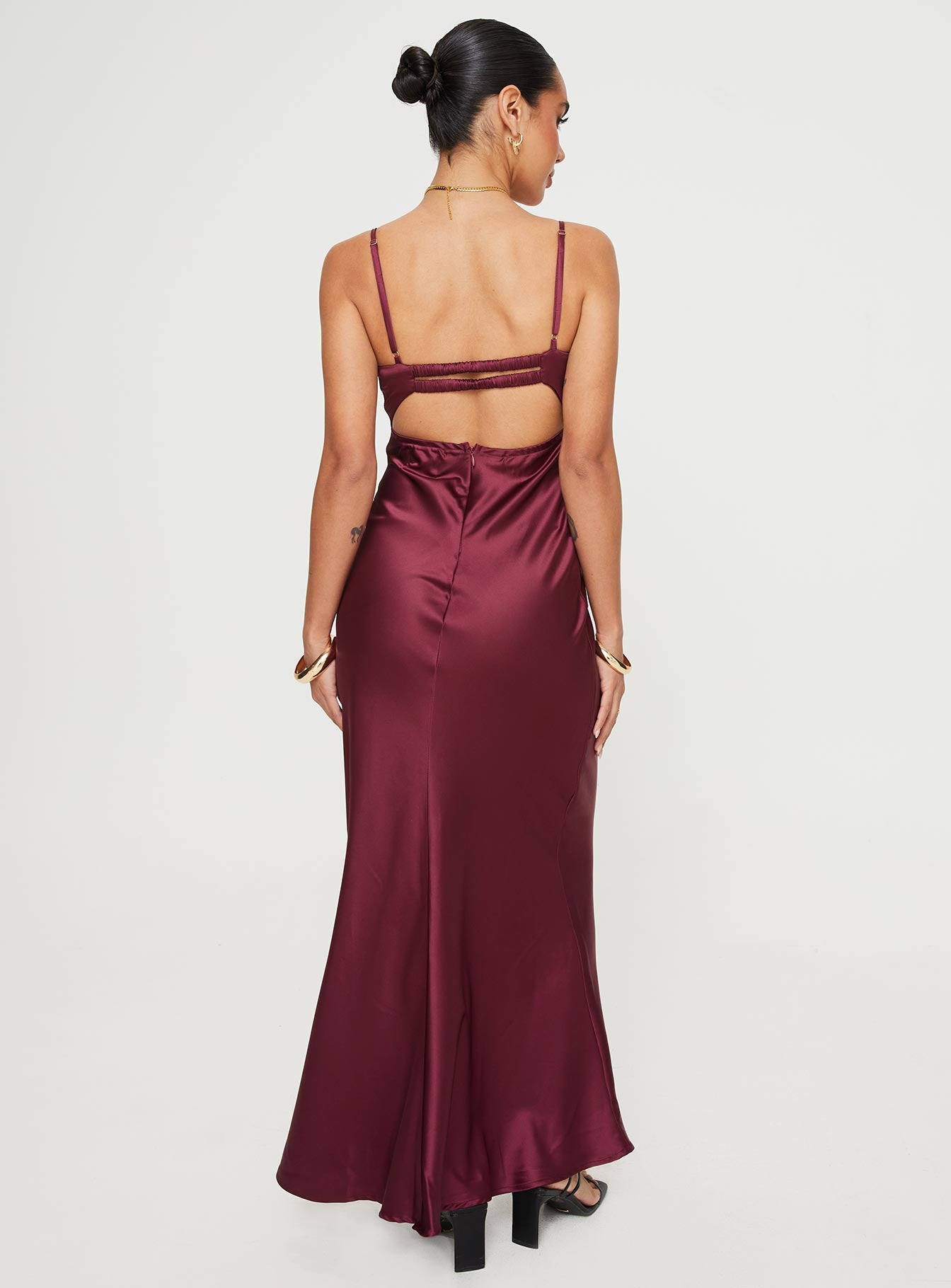 Fadyen Bias Cut Maxi Dress Burgundy - Image 5