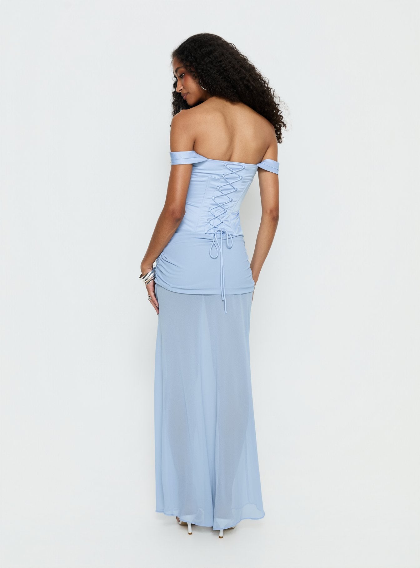 Angiola Corset Off Shoulder Maxi Dress Blue - Image 5