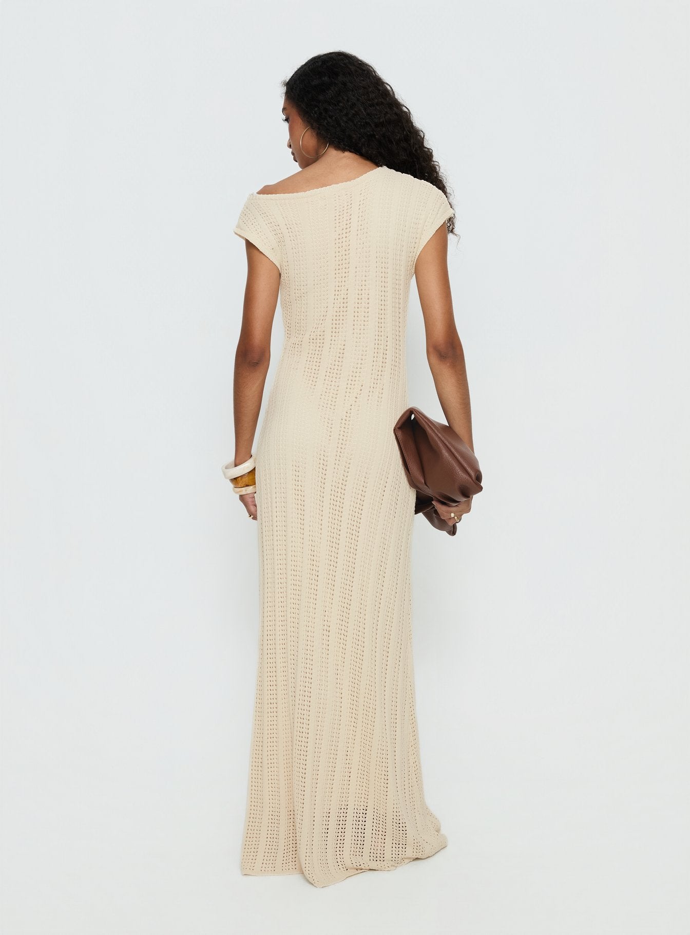 Break My Soul Knit One Shoulder Maxi Dress Beige - Image 5