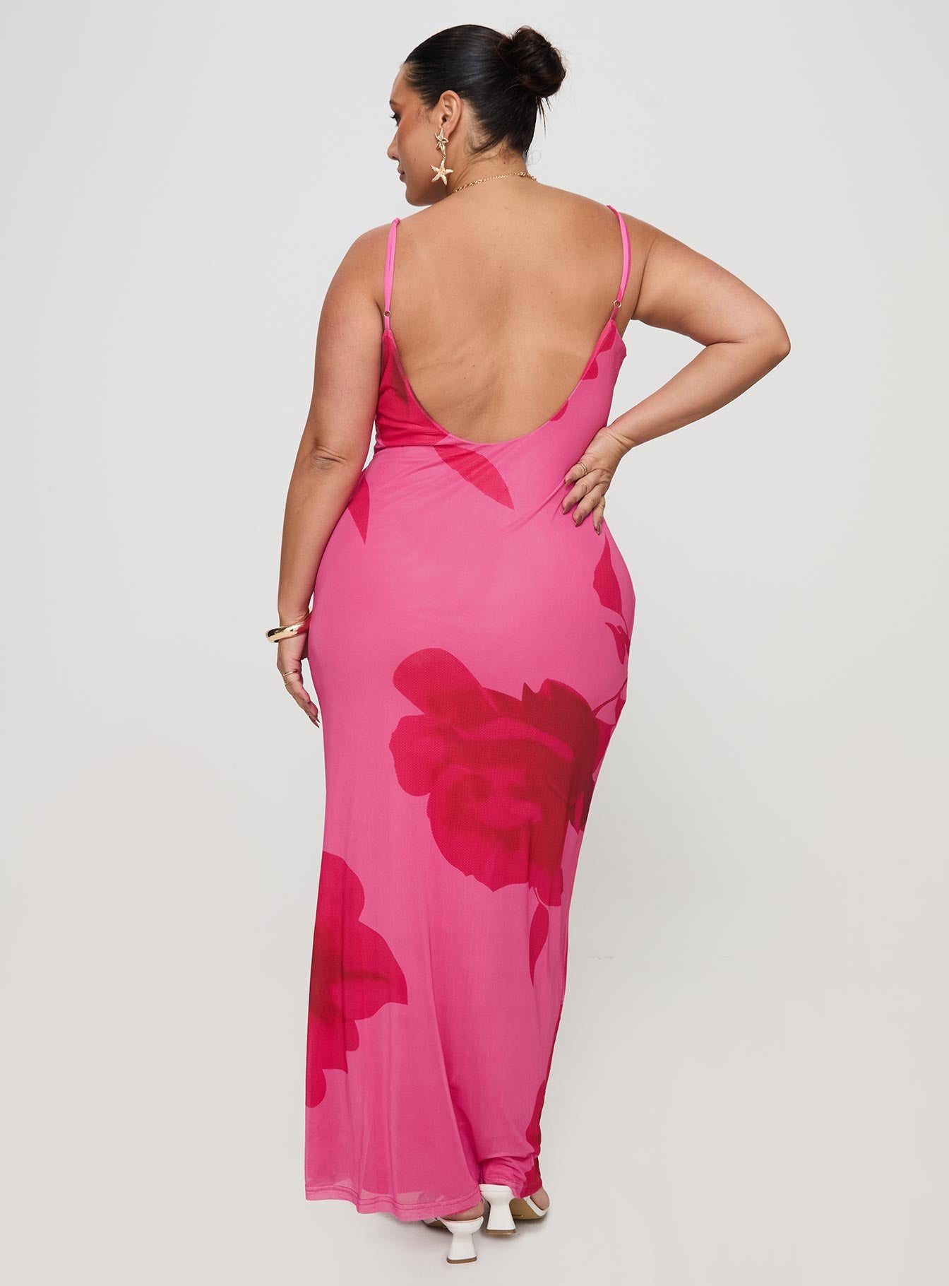 Knox Maxi Dress Hot Pink Floral Curve - Image 5