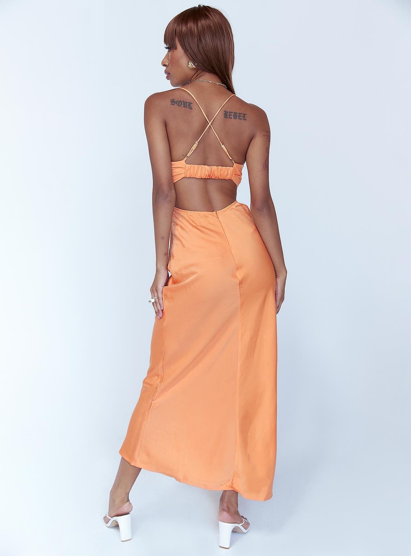Giselle Midi Dress Orange - Image 5