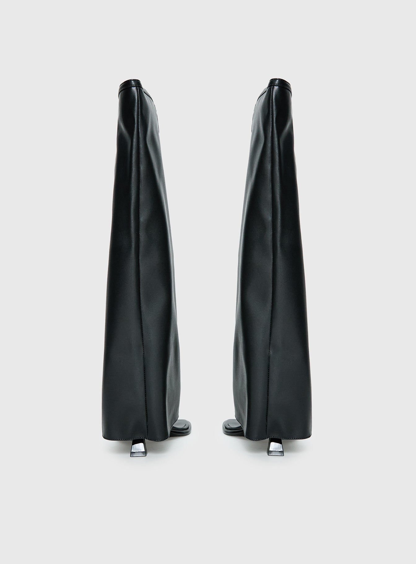Burning Daylight Open Toe Knee High Boots Black - Image 4
