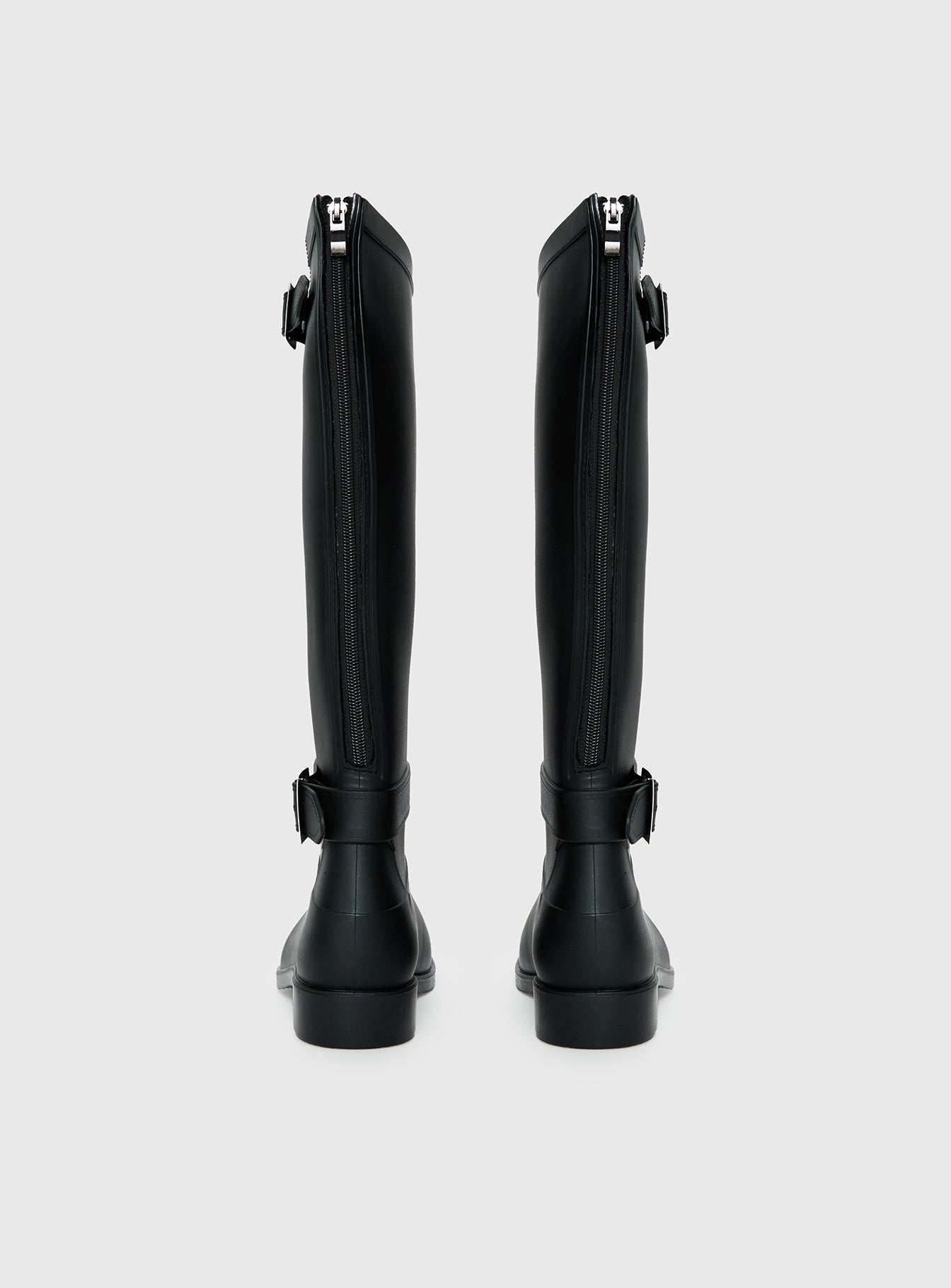 Elvera Buckle Detail Rubber Gumboots Black - Image 4