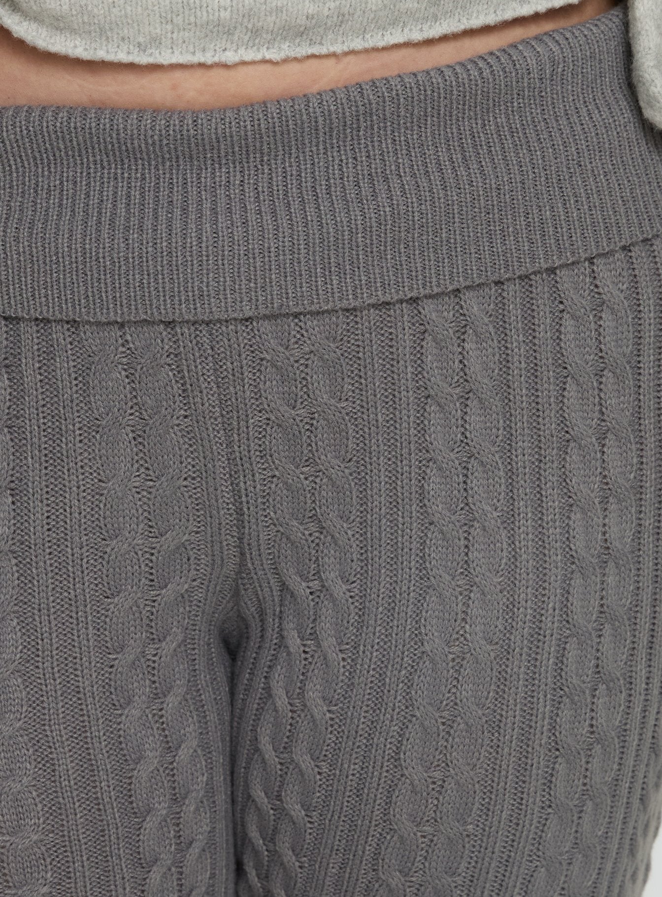 Baleigh Cable Knit Foldover Pants Grey Curve - Image 6