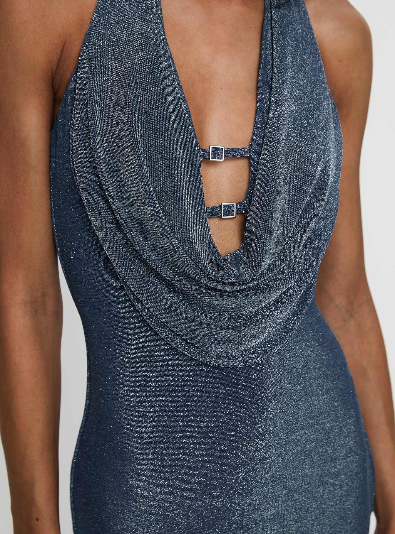 Big Deal Halter Mini Dress Blue Glitter - Image 6