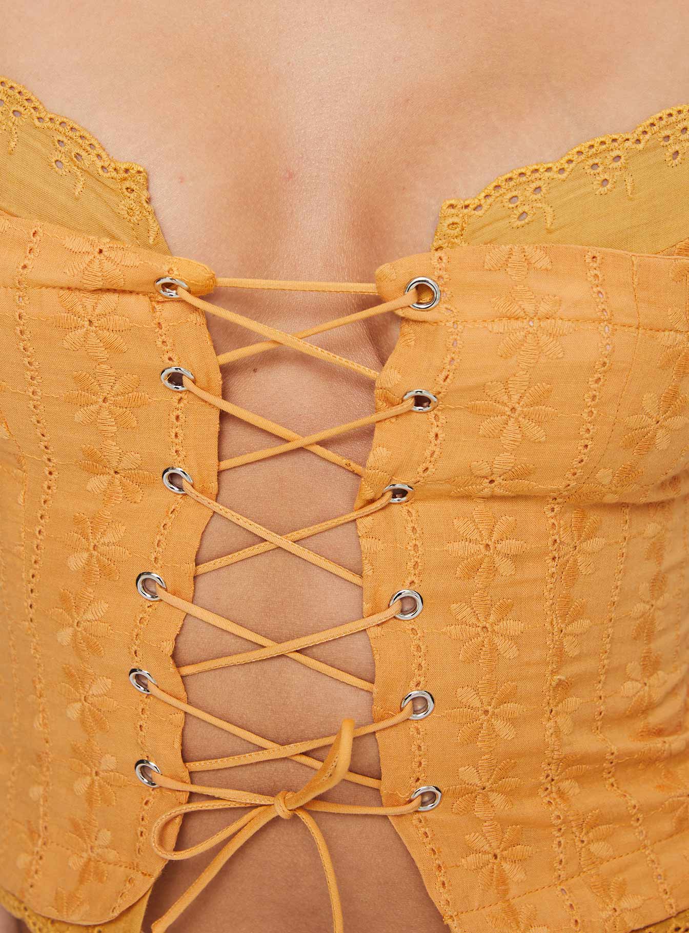 Amitri Lace Up Top Orange - Image 6
