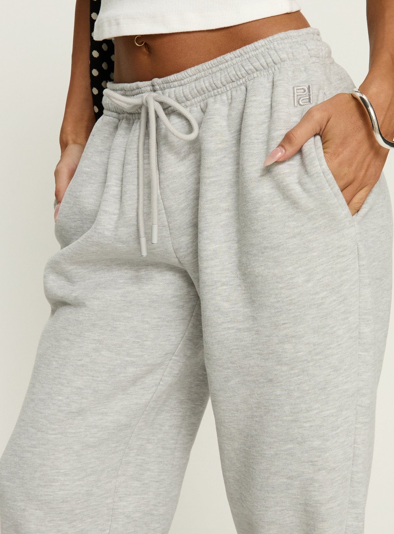 Caspa Dream Fleece Oversized Ankle Cuff Jogger Grey Marle - Image 6