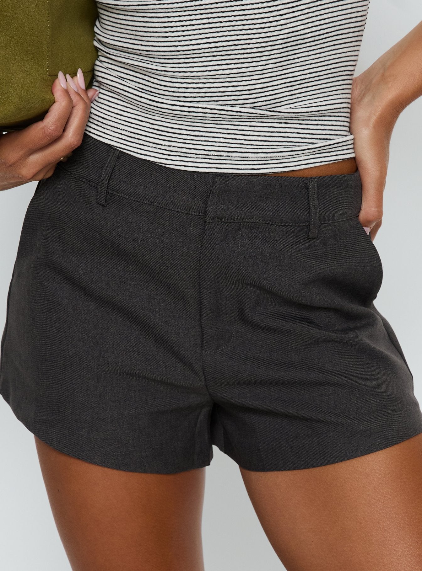 Chivon A Line Tailored Shorts Grey - Image 5