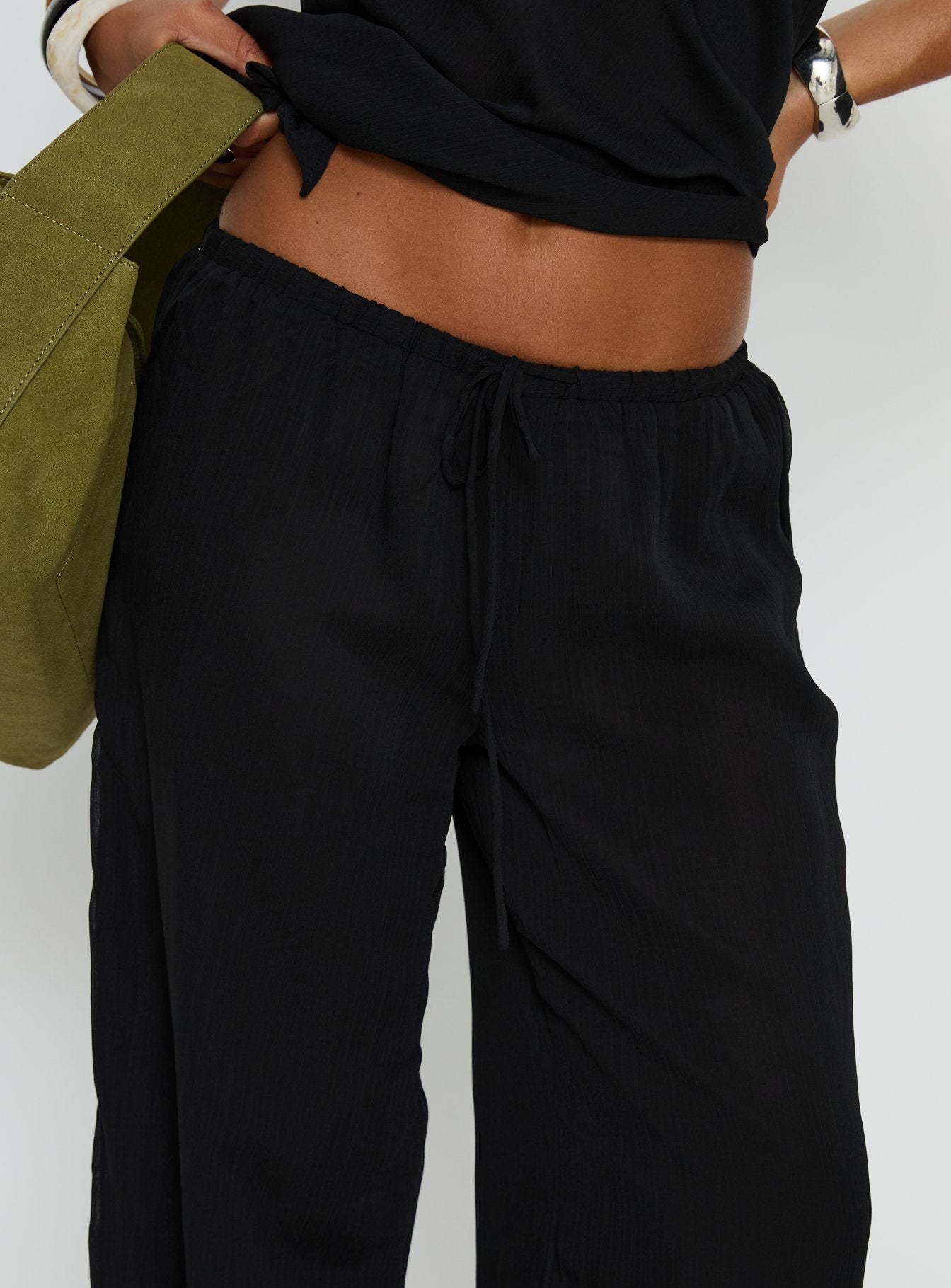 Emorisa Mid Rise Chiffon Pant Black - Image 6