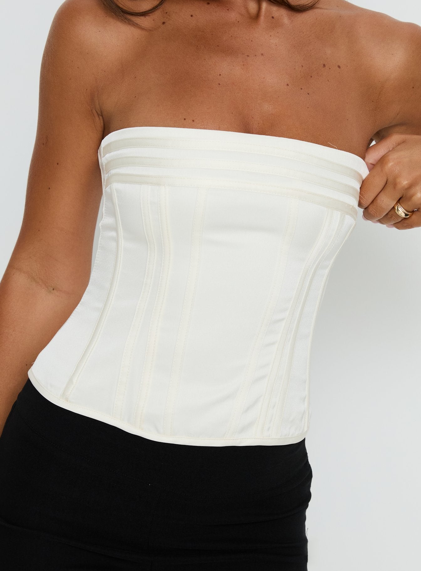 Cecilie Strapless Corset Top Cream - Image 6