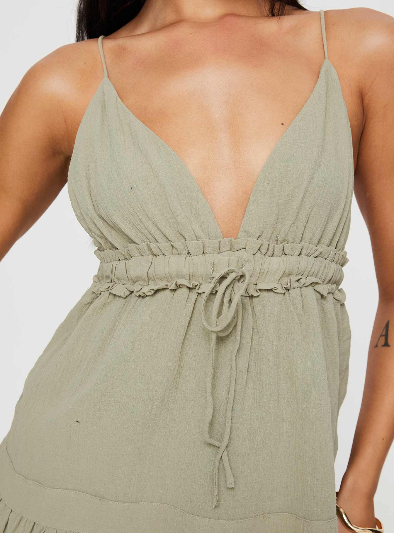 Dionne Mini Dress Olive - Image 6