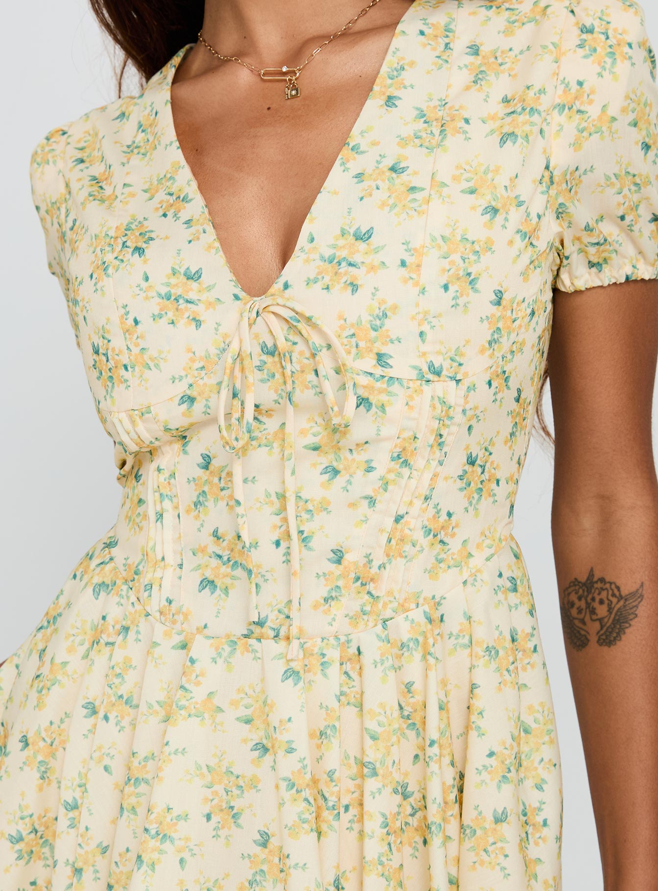 Ethelyn Mini Dress Yellow Floral - Image 6