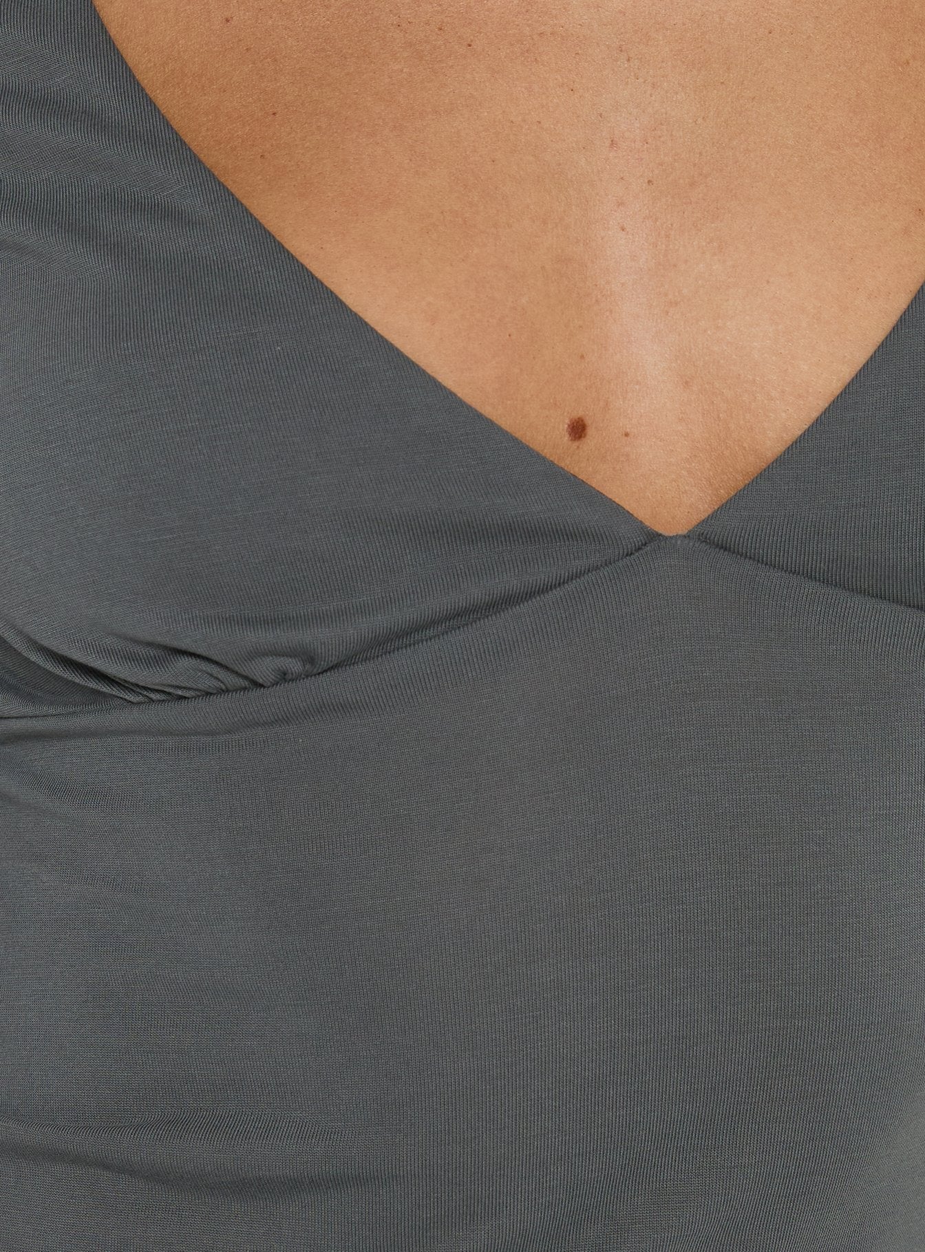 Back To Friends V Neck 3/4 Sleeve Top Grey - Image 6