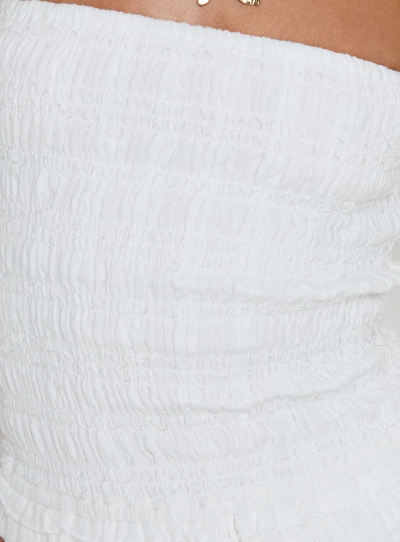 Ayanni Shirred Strapless Mini Playsuit White - Image 6