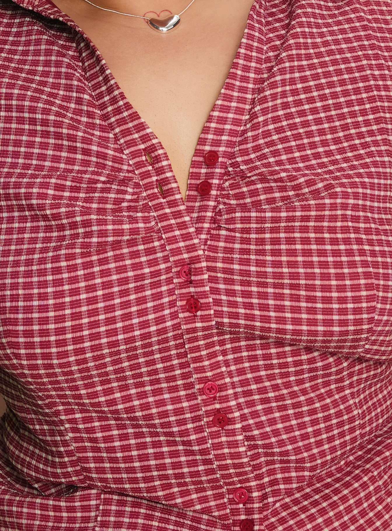 Arianwyn Short Sleeve Shirt Red Check Curve - Image 5