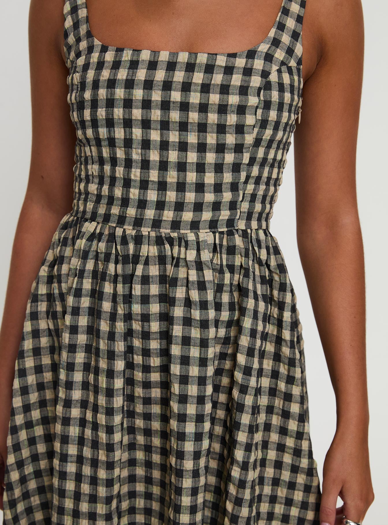 Cartmel Check Maxi Dress Black / Cream Petite - Image 6