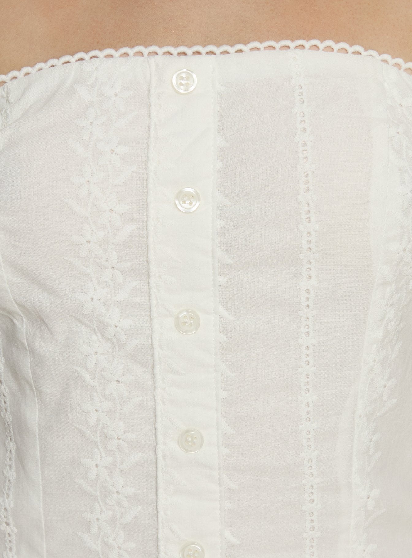 Analiese Strapless Anglaise Mini Dress White - Image 6