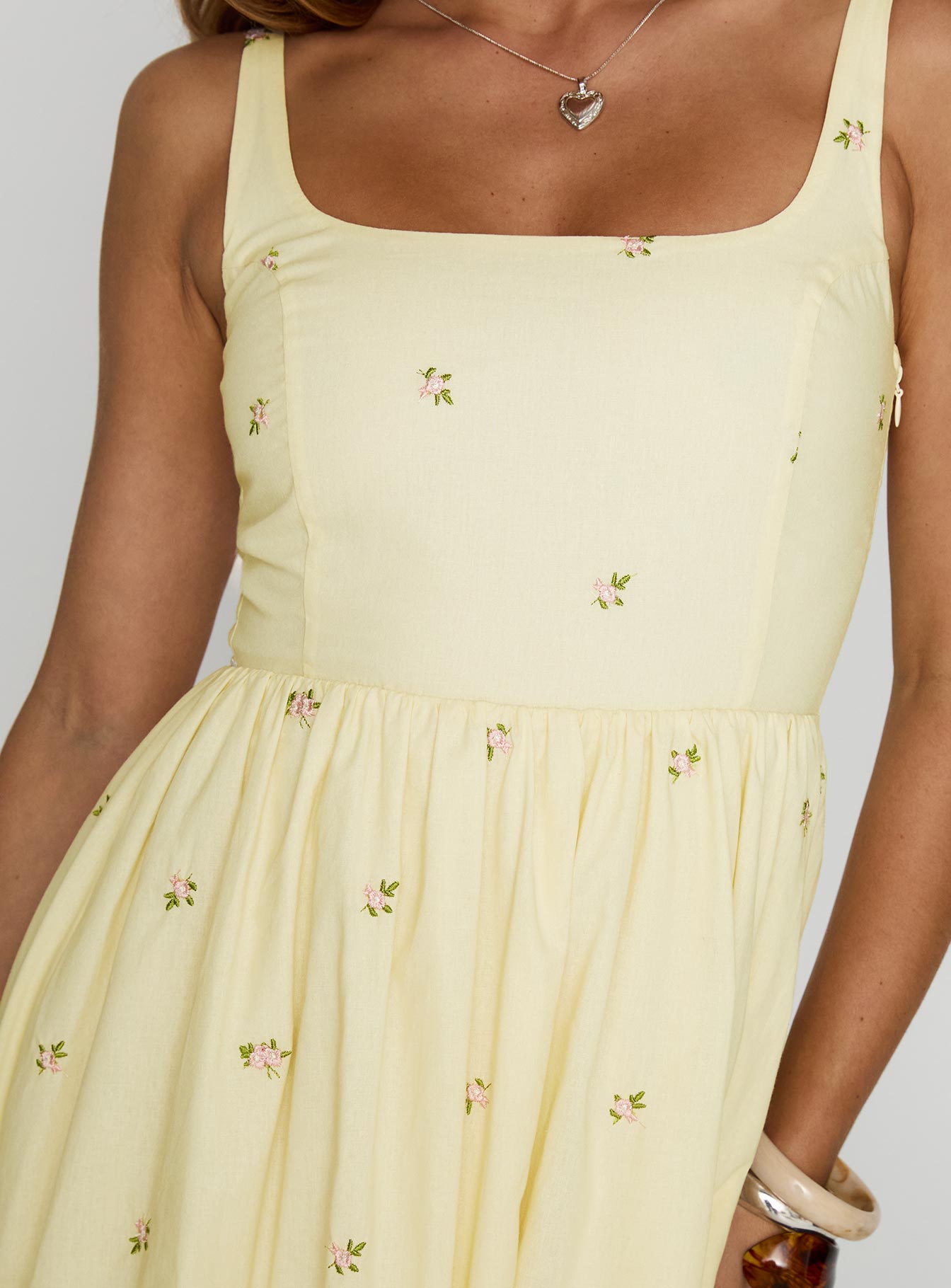 Cartmel Embroidered Maxi Dress Cream - Image 6