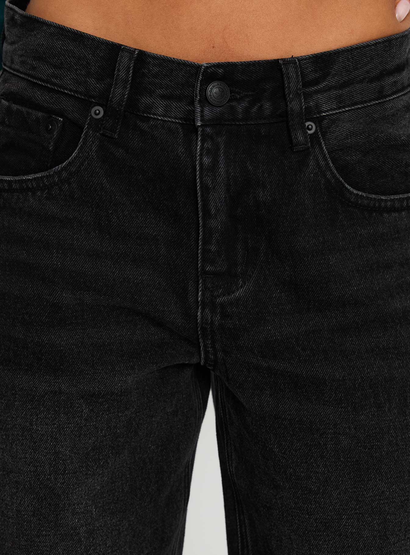 Anelli Low Rise Straight Leg Jeans Washed Black - Image 6