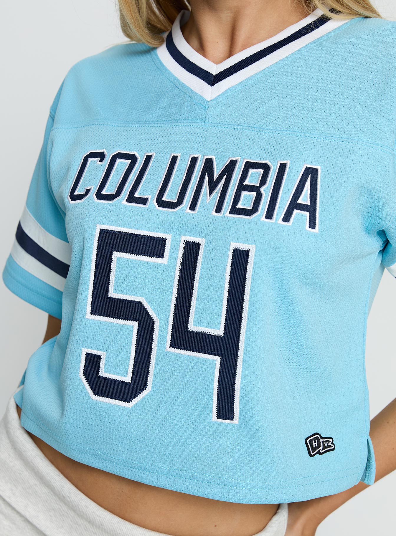 Columbia Cropped Football Jersey Tee Blue - Image 6