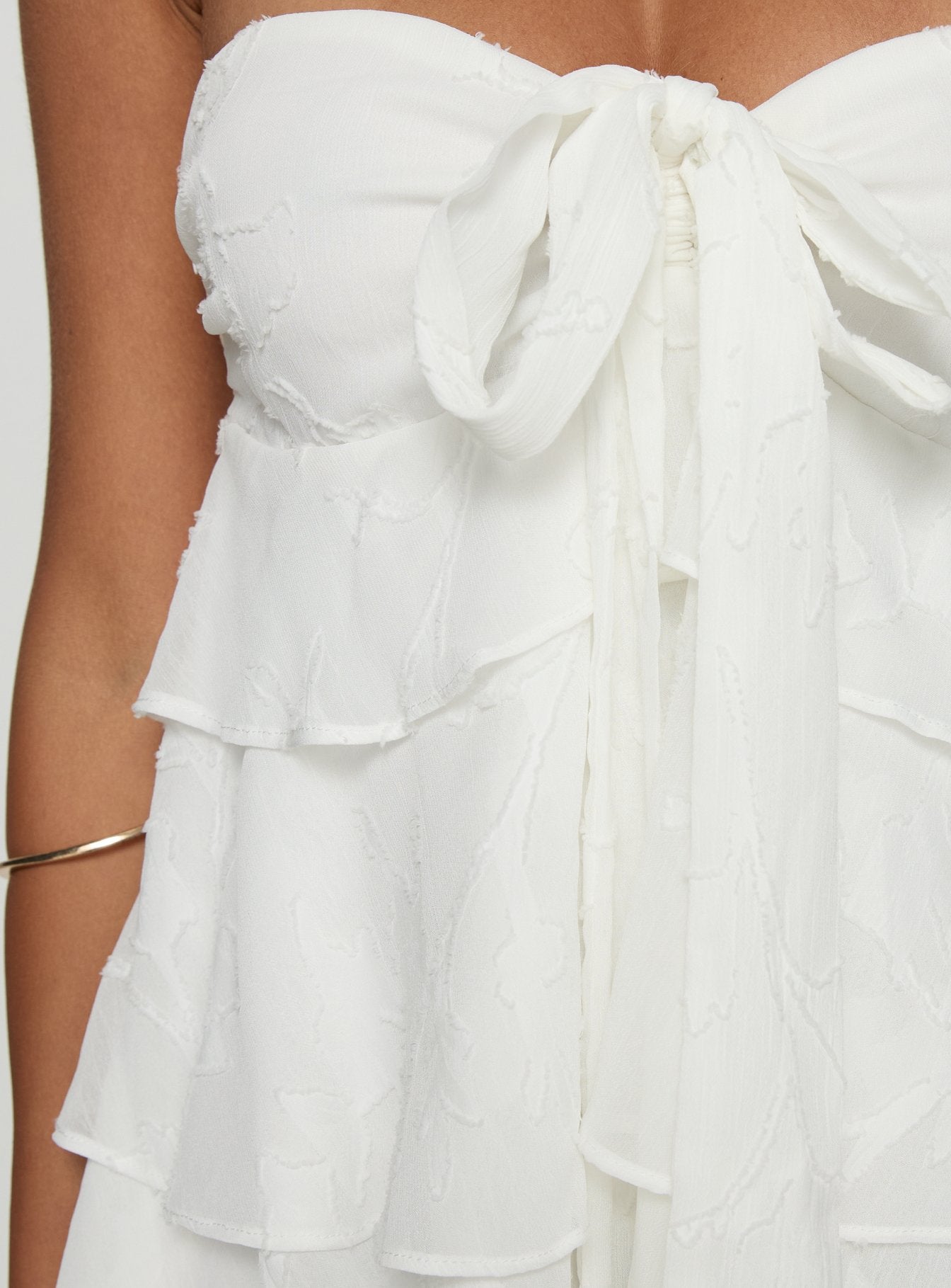 Kalari Strapless Layered Mini Dress White - Image 6
