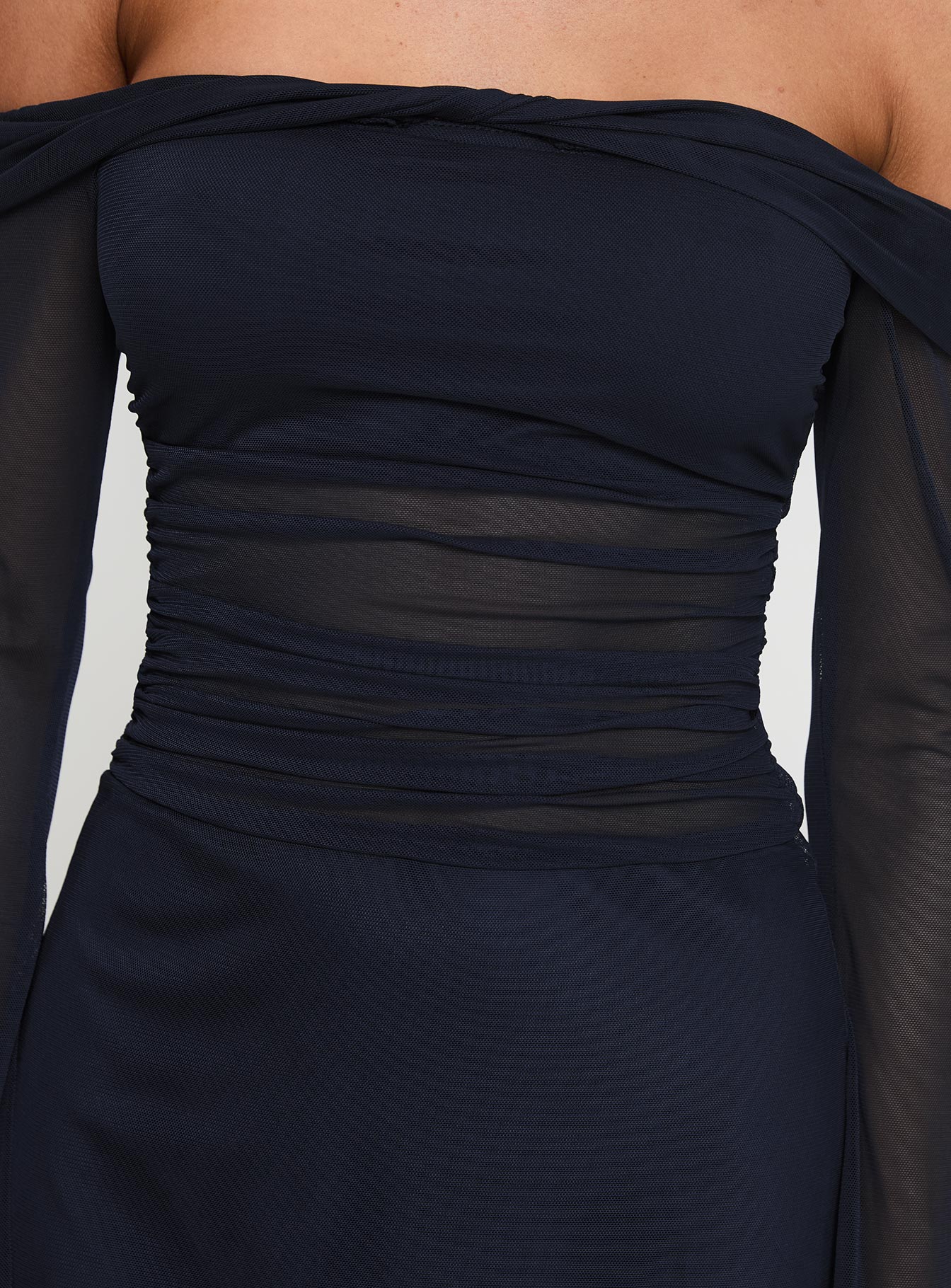 Blueprint Mesh Long Sleeve Mini Dress Navy - Image 6
