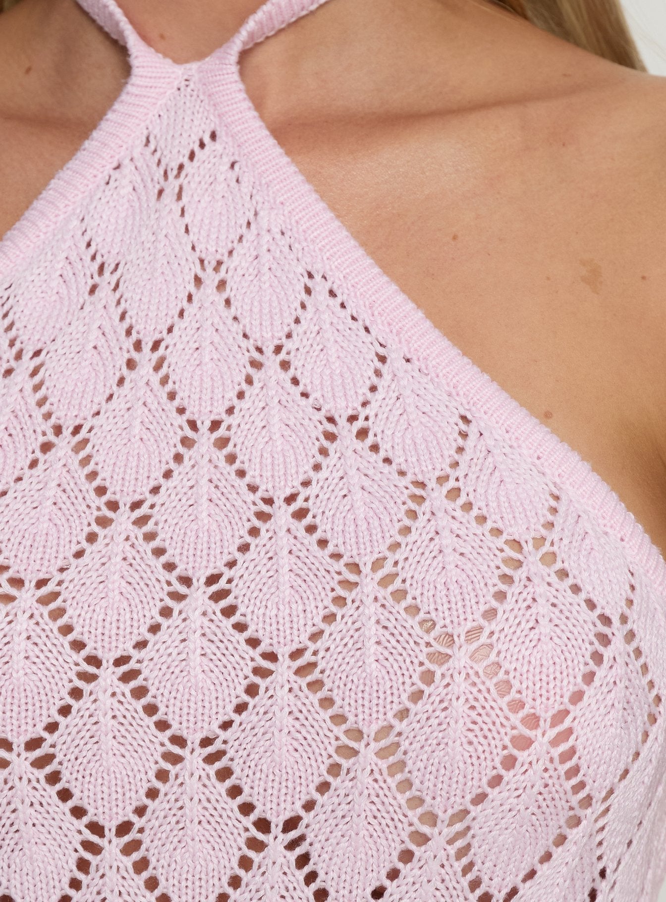 Jorda Halter Crochet Maxi Dress Pink - Image 5